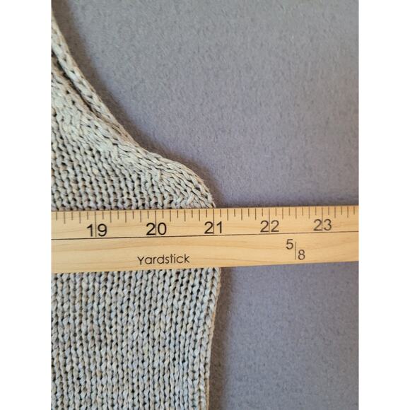 Eileen Fisher Cotton Linen Beige Lofty Slub Knit Turtleneck Sleeveless Top L - Picture 5 of 7